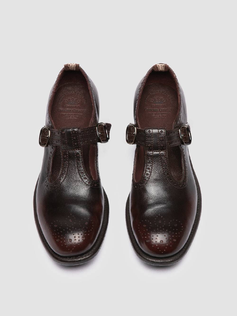 Officine Creative CALIXTE 071 Sandali T-Bar in Pelle Marrone Prezzo Ridotto
