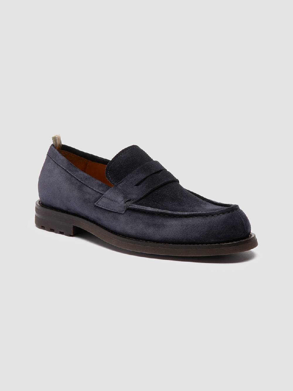 Officine Creative BELMONDO 006 Mocassini Penny in Pelle Scamosciata Blu In Vendita
