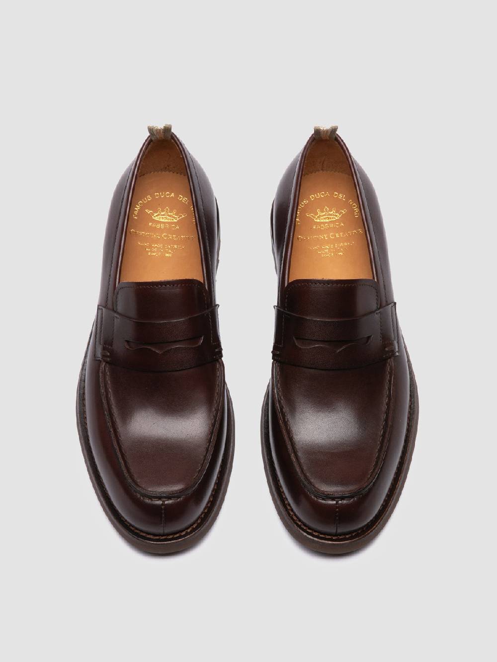 Officine Creative BELMONDO 006 Mocassini Penny in Pelle Scamosciata Marrone Saldi