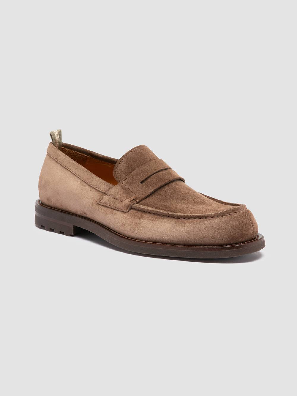 Officine Creative BELMONDO 006 Mocassini Penny in Pelle Scamosciata Tortora Offerte
