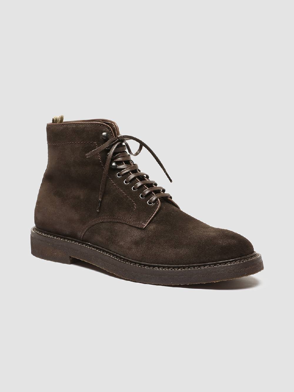 Officine Creative HOPKINS FLEXI 203 Stivaletti Stringati in Camoscio Marrone Spedizione Gratuita