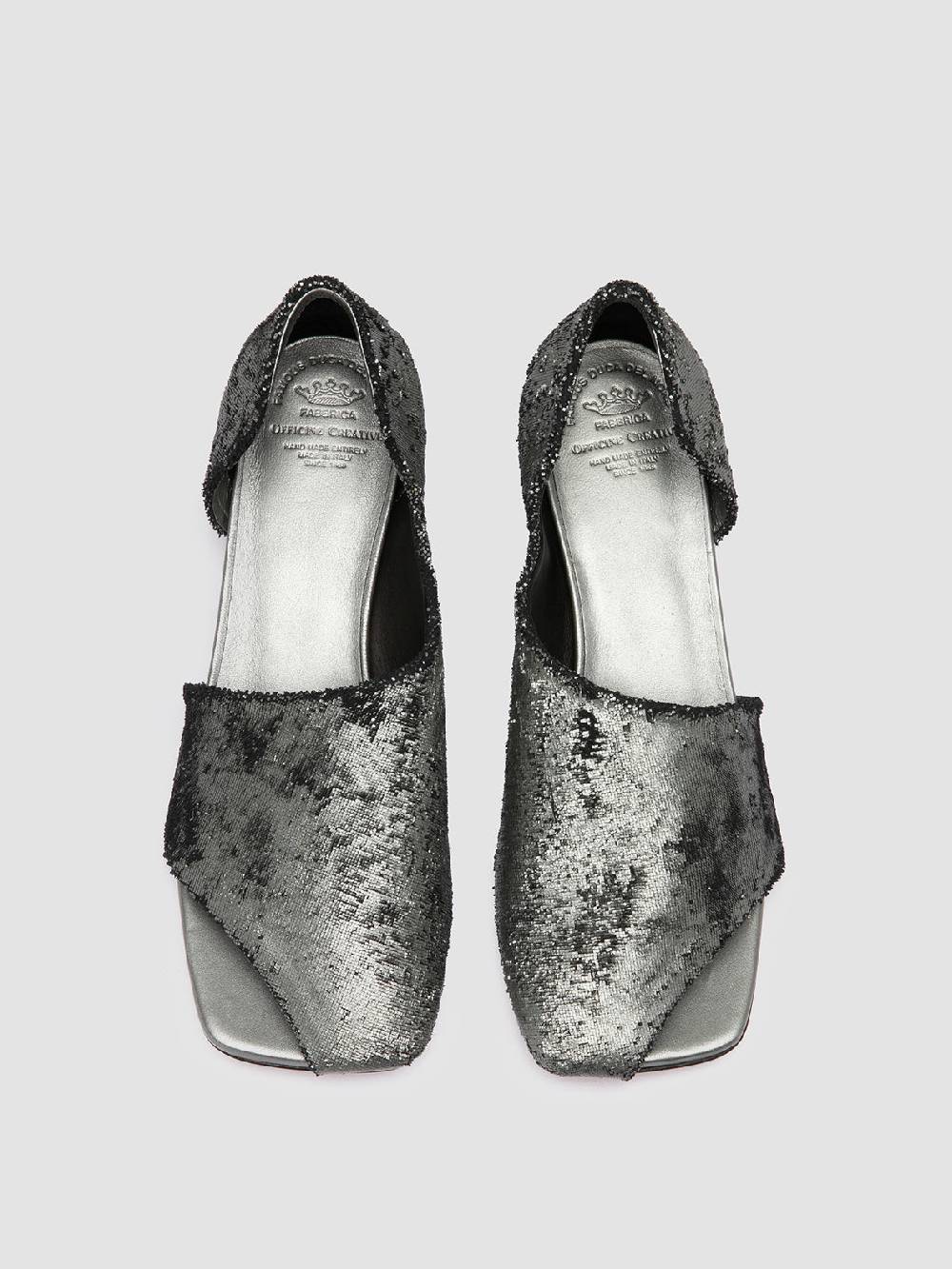 Officine Creative TESSA 009 Silver Leather Mule Sandals Convenienza