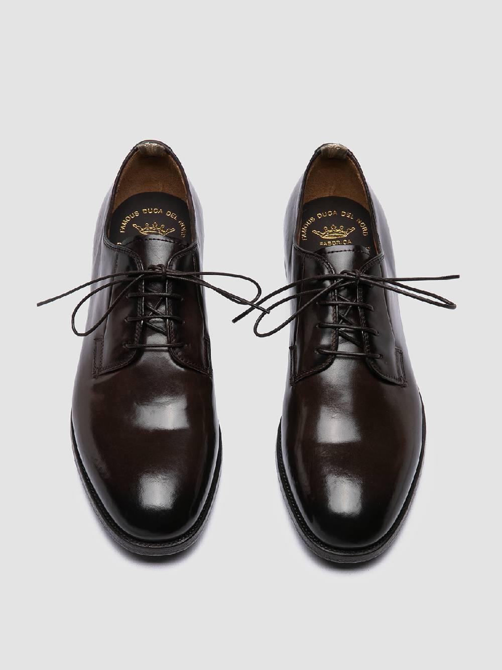 Officine Creative VANDERBILT CAOU 013 Scarpe Derby Marrone Scuro in Pelle In Linea