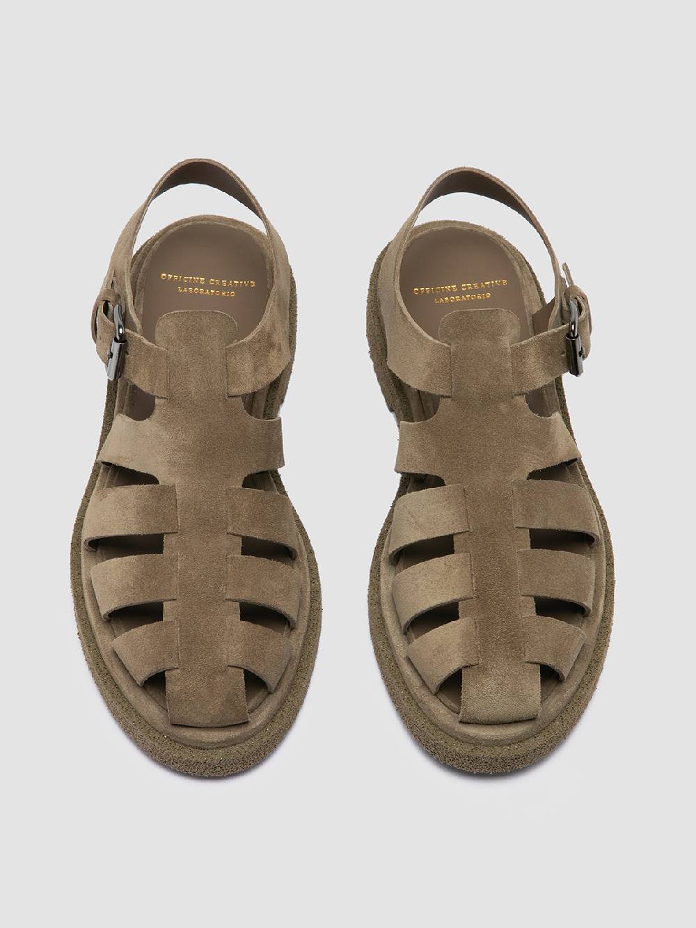 Officine Creative TONAL 18 Taupe Suede Sandals Qualità Garantita