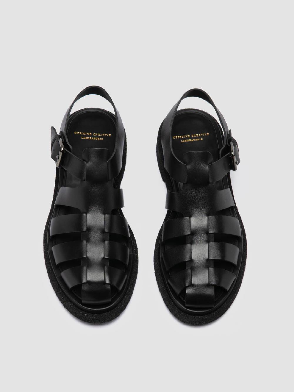 Officine Creative TONAL 18 Black Leather Sandals Negozi Online