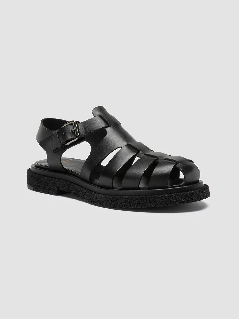 Officine Creative TONAL 18 Black Leather Sandals Negozi Online