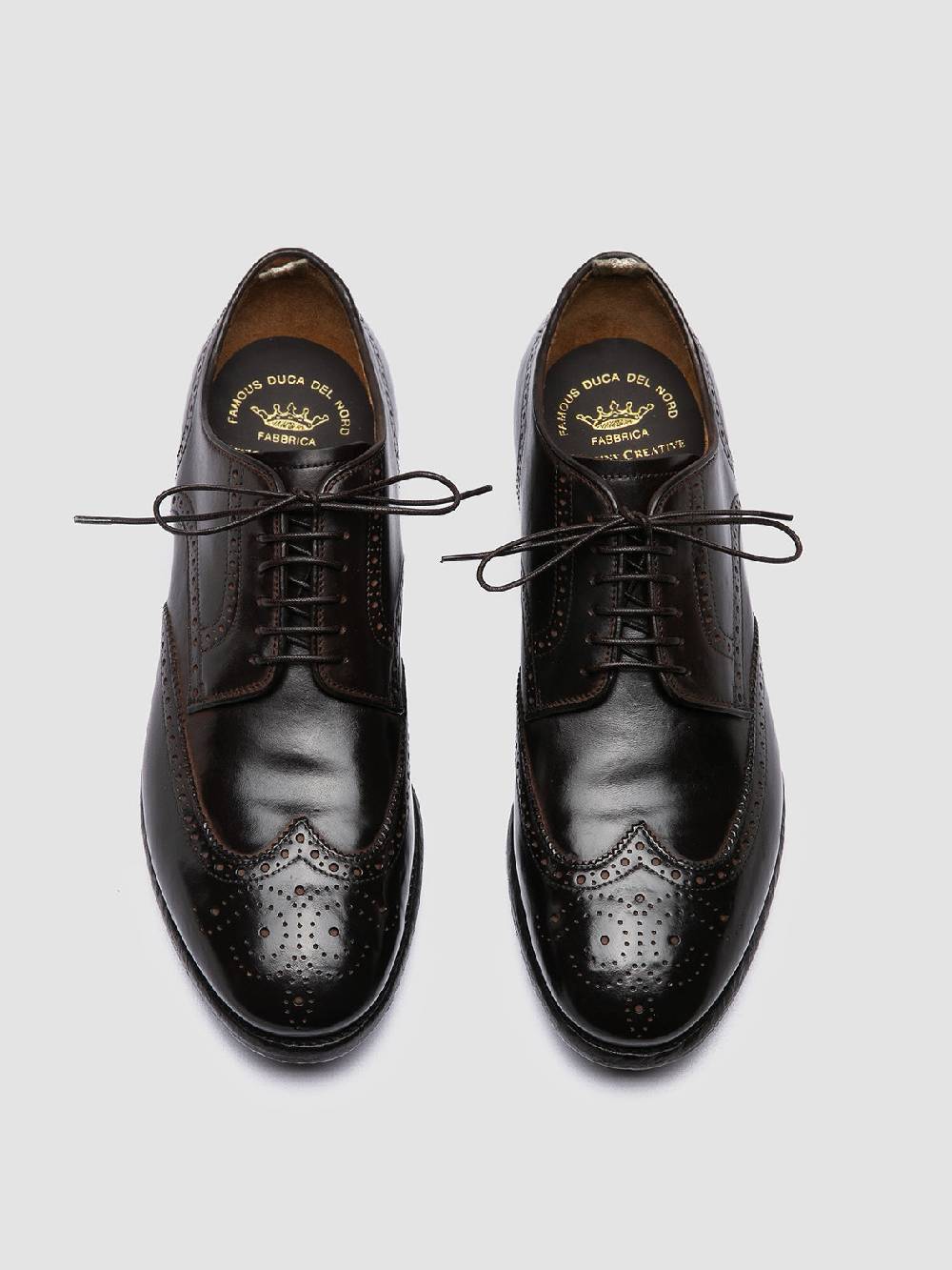 Officine Creative PRINCE 609 Derby in Pelle Marrone Consegna Veloce