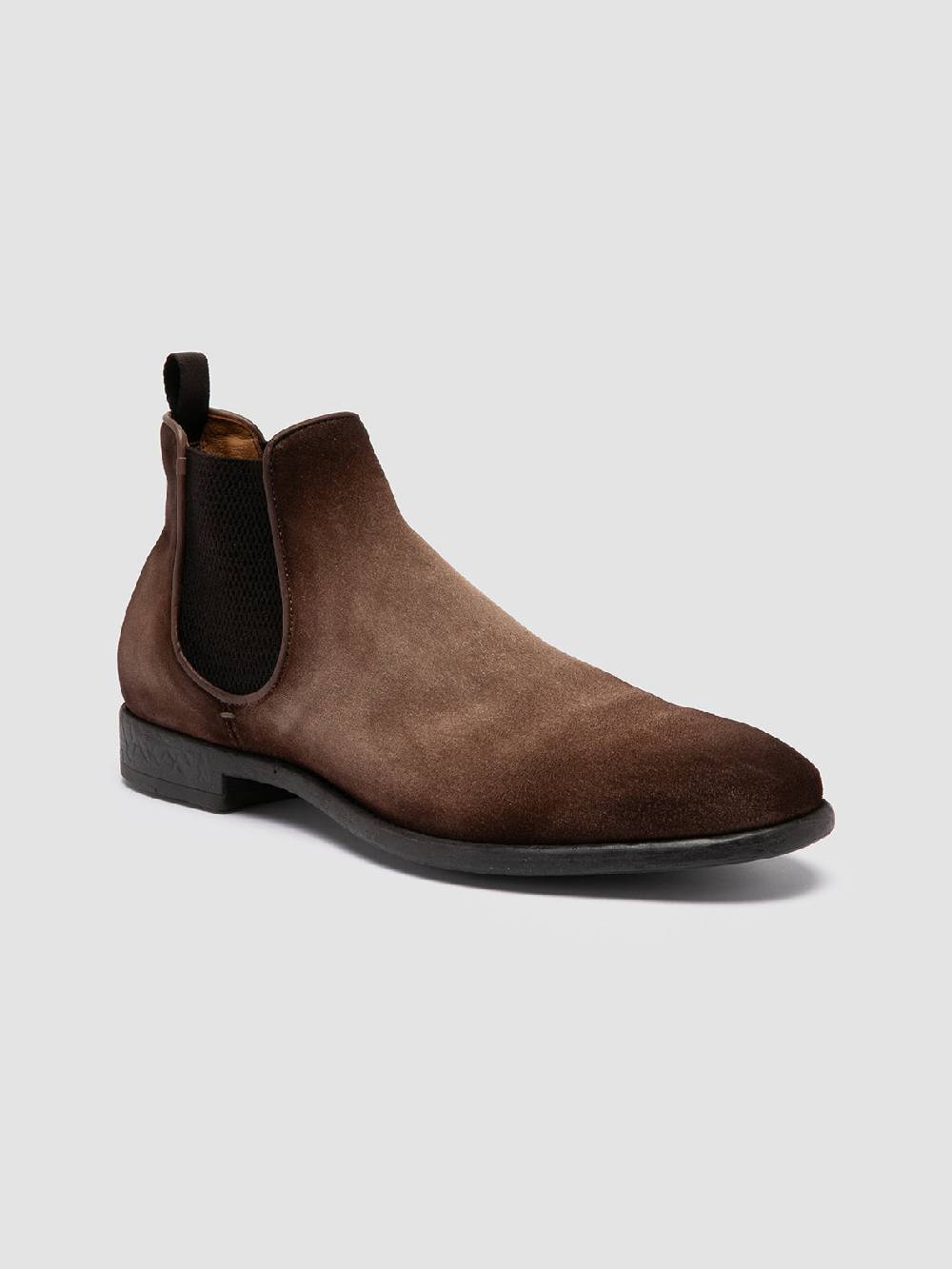 Officine Creative CETON 647 Stivaletti Chelsea in Pelle Scamosciata Marrone Prezzo Ridotto