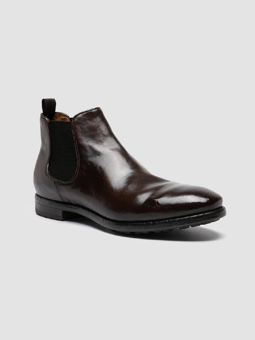 Officine Creative PRINCE 617 Stivaletti Chelsea in Pelle Marrone Saldi Di Fabbrica