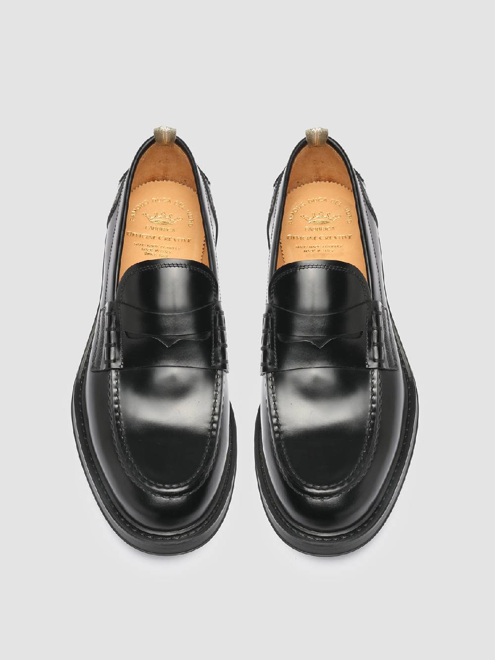 Officine Creative UNIFORM 001 Mocassini Penny in Pelle Nera Vendite Flash