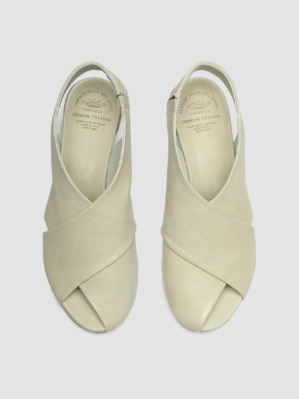 Officine Creative HELYETTE 024 Off White Leather Slide Sandals Soddisfazione Garantita