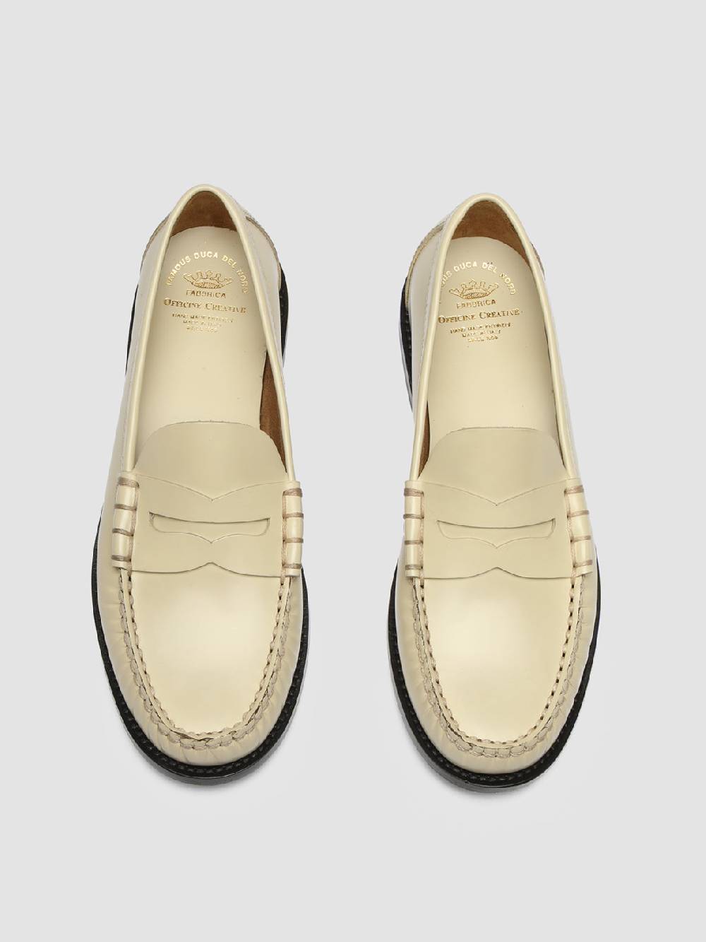 Officine Creative ZIVAGO 103 Ivory Leather Penny Loafers Shopping Online