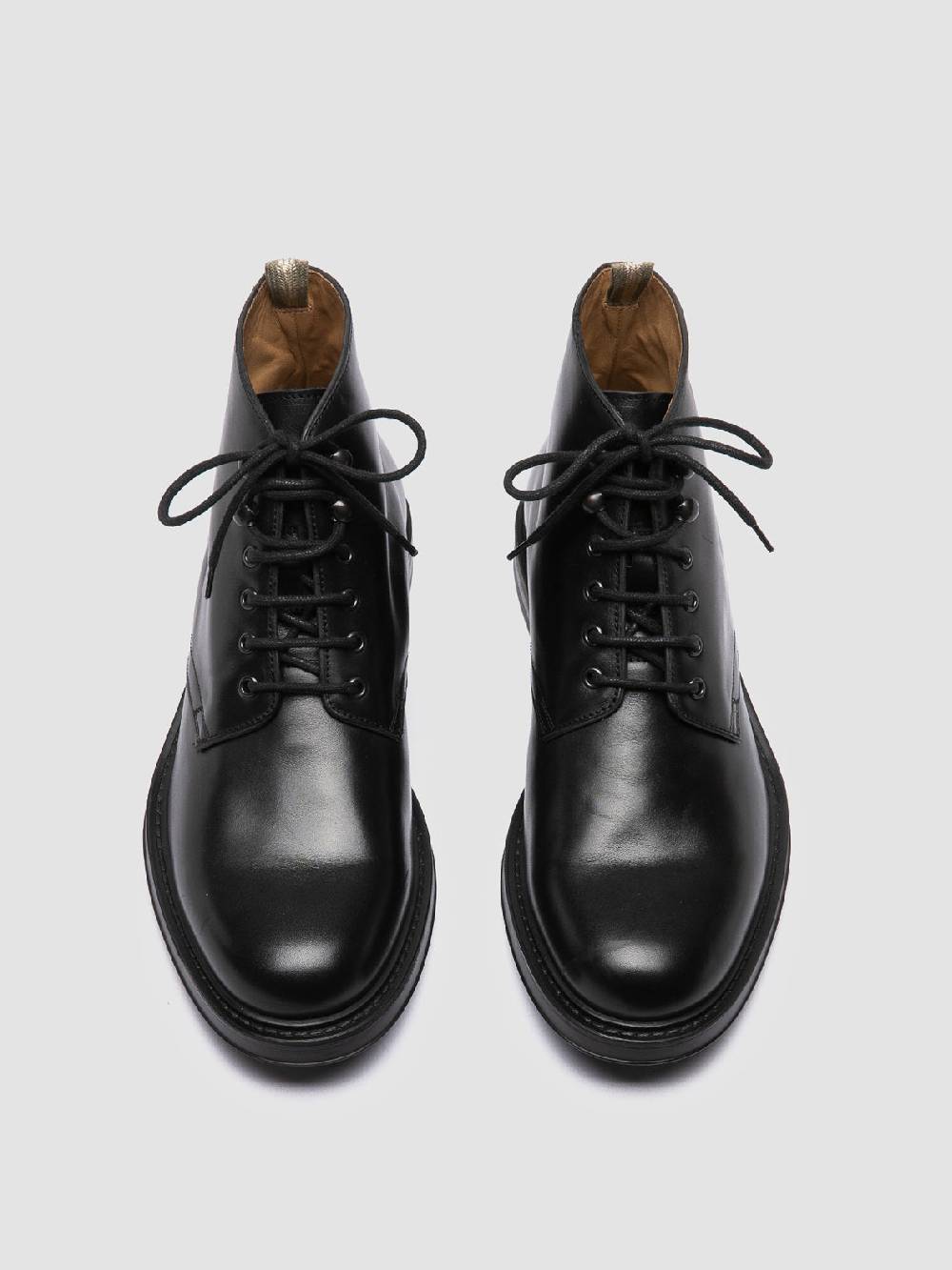 Officine Creative UNIFORM 018 Stivali Neri in Pelle Presa