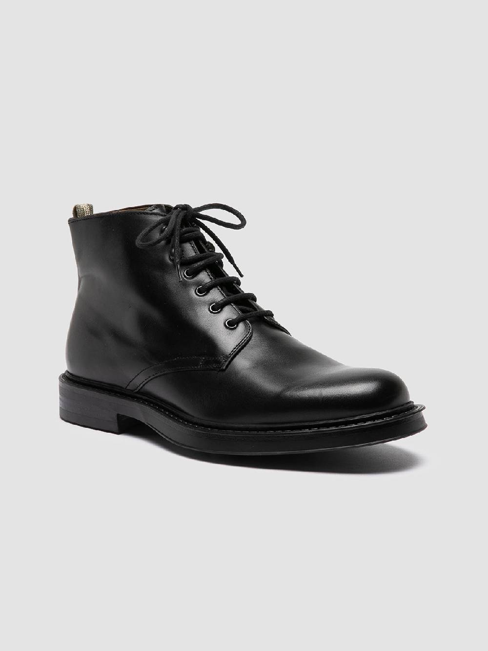 Officine Creative UNIFORM 018 Stivali Neri in Pelle Presa