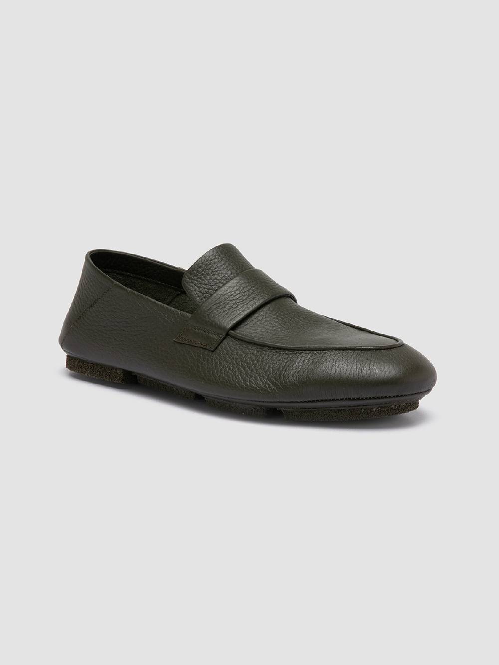 Officine Creative C-SIDE 001 Green Leather Loafers Offerte