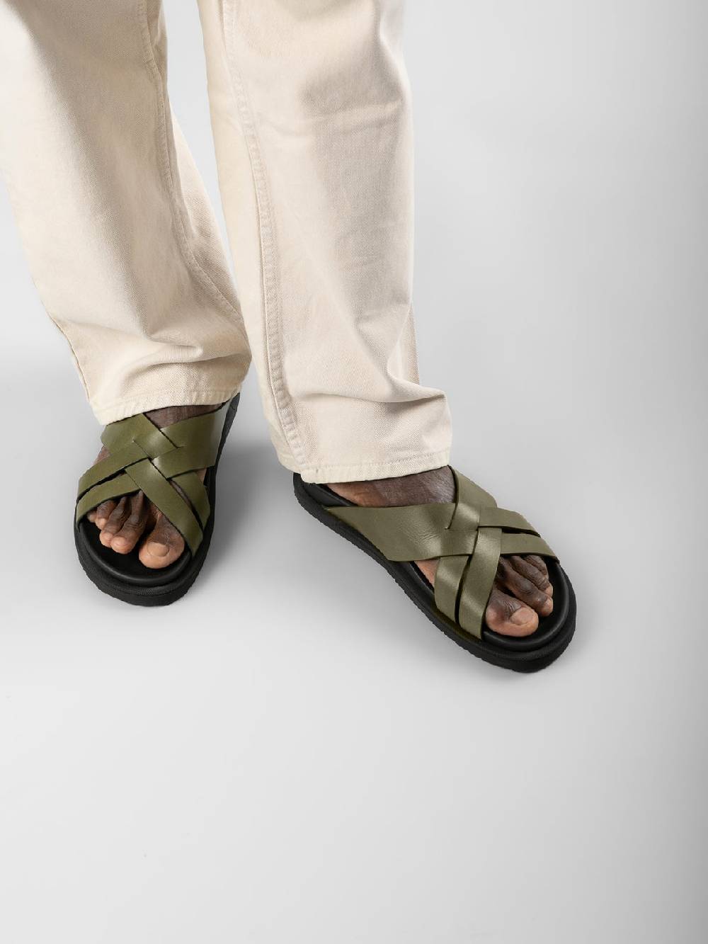 Officine Creative CHARRAT 003 Sandali in Pelle Verde Italy