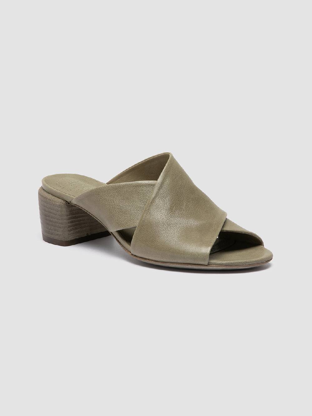 Officine Creative HADRY 007 Sandali Slide in Pelle Verde Promozione Limitata