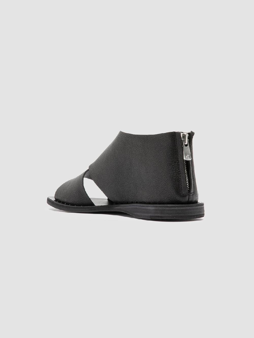 Officine Creative ITACA 046 Scarpe a Punta Aperta in Pelle Nera Affare Del Giorno