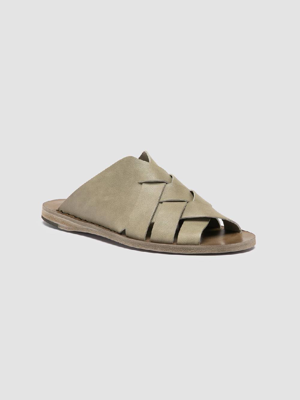 Officine Creative ITACA 049 Sandali Slide in Pelle Verde Sottocosto
