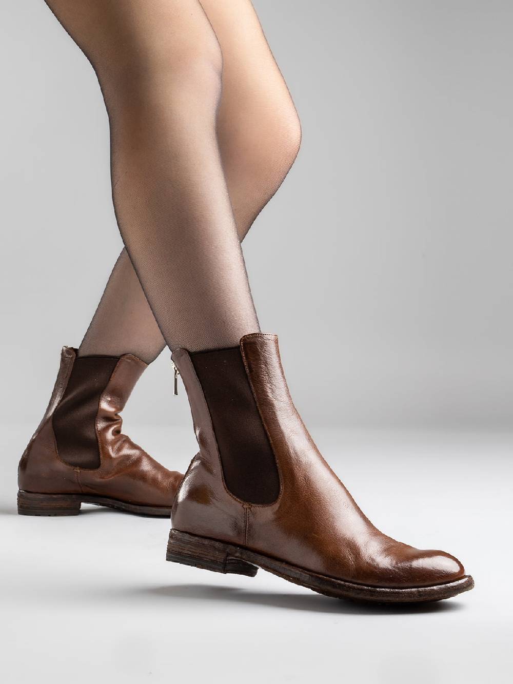 Officine Creative LEXIKON 073 Stivaletti Chelsea in Pelle Marrone Outlet