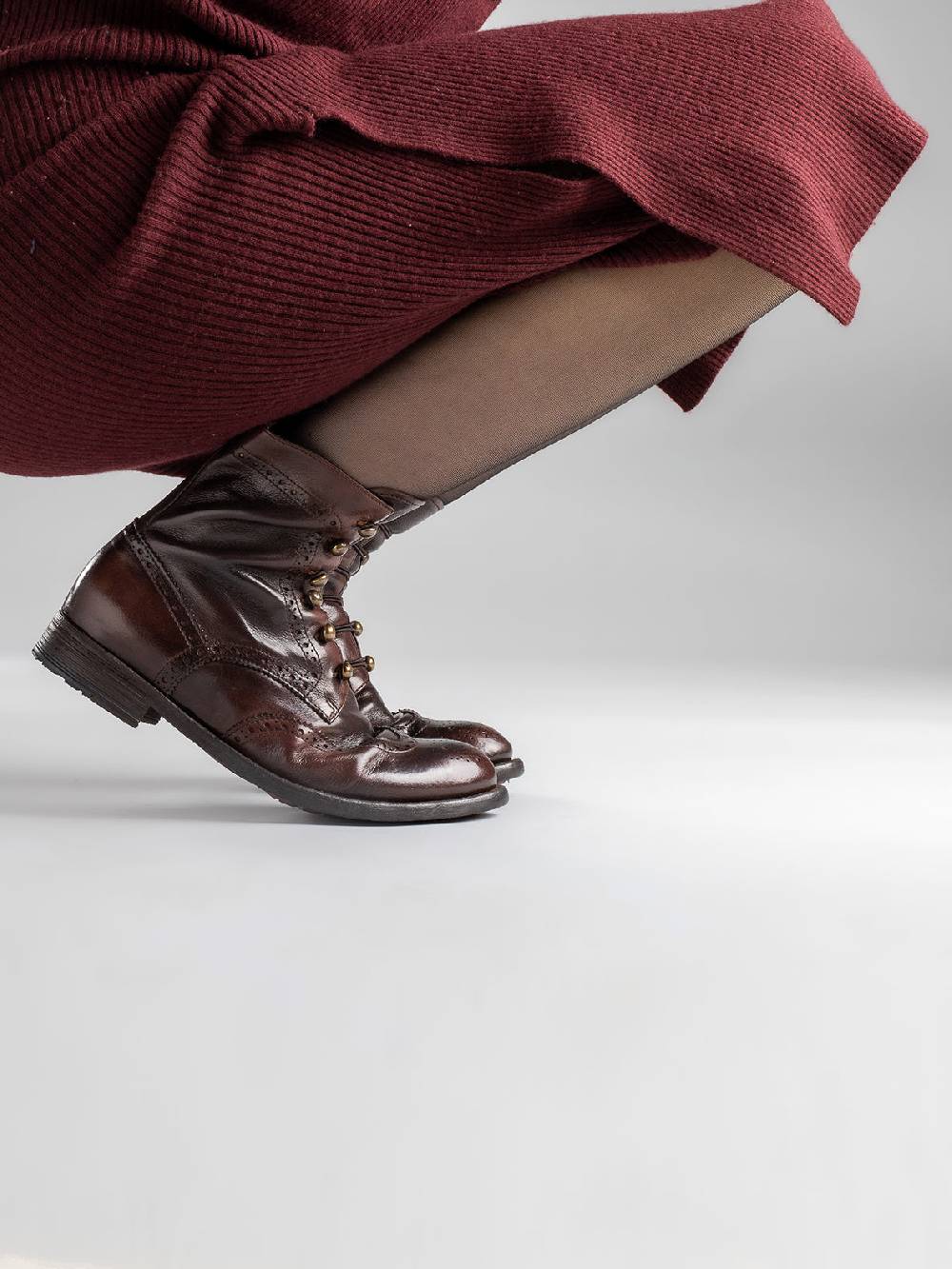 Officine Creative LEXIKON 131 Stivaletti in Pelle Marrone Vendita Economica