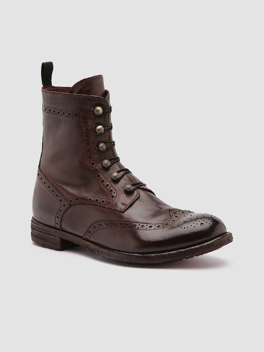Officine Creative LEXIKON 131 Stivaletti in Pelle Marrone Saldi Di Fabbrica