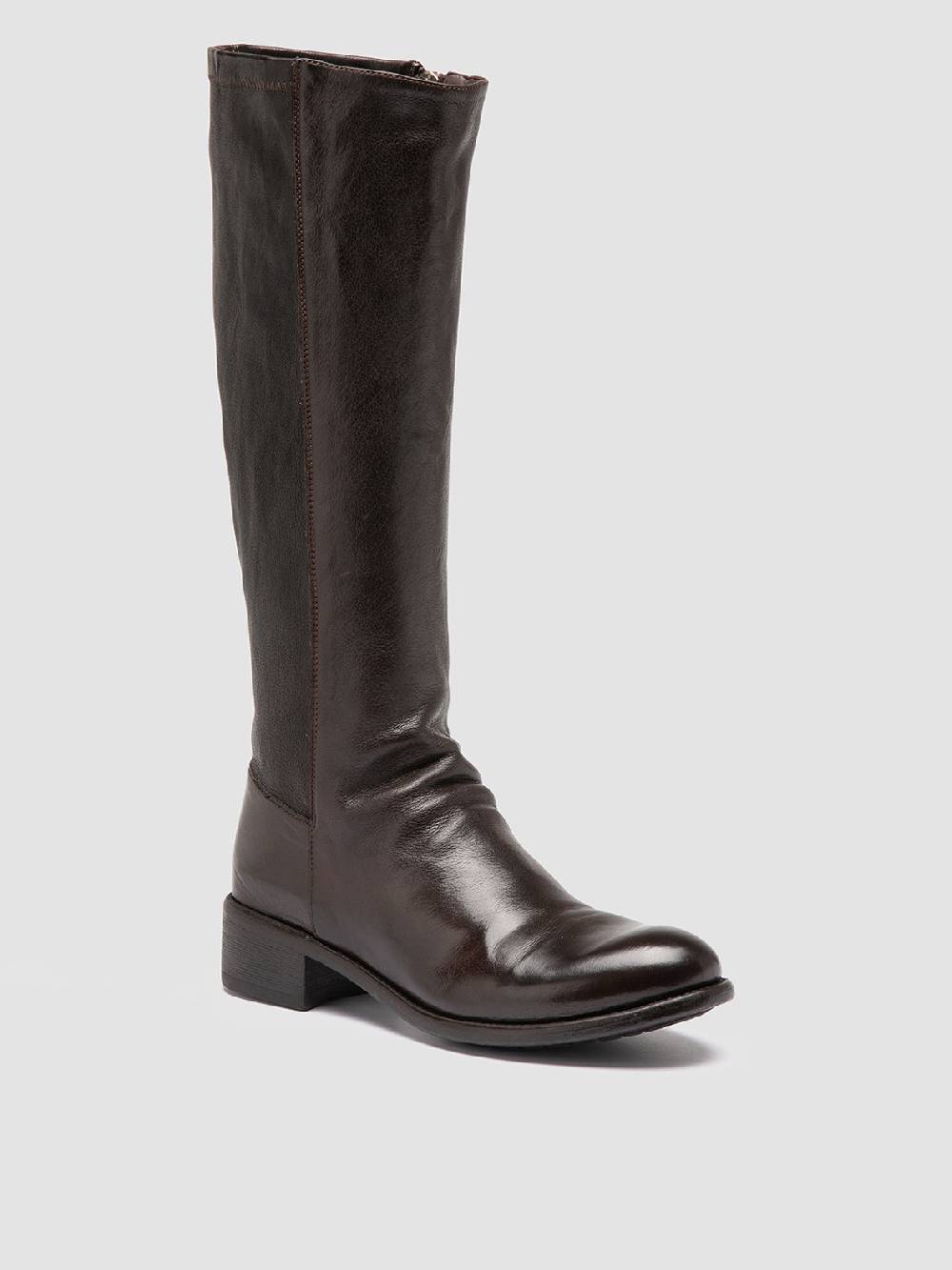 Officine Creative LIS 005 Stivali con Zip in Pelle Marrone Promozione Limitata