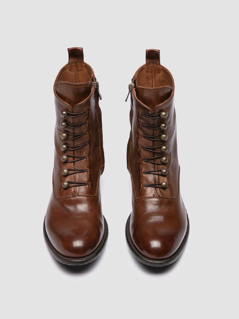 Officine Creative LIS 006 Stivali con Zip in Pelle Marrone Shopping Online