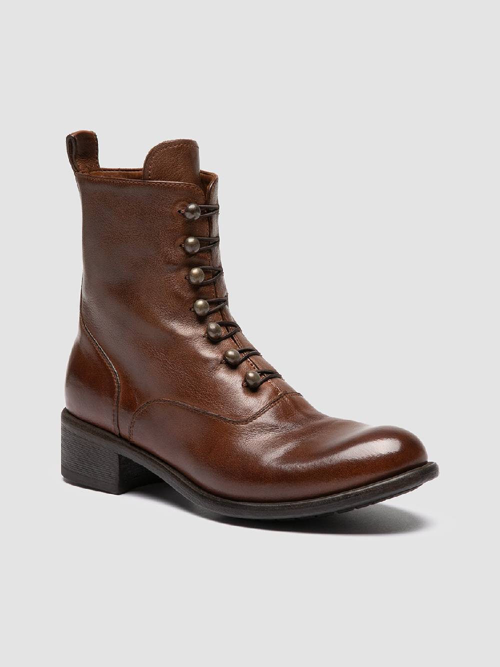 Officine Creative LIS 006 Stivali con Zip in Pelle Marrone Shopping Online