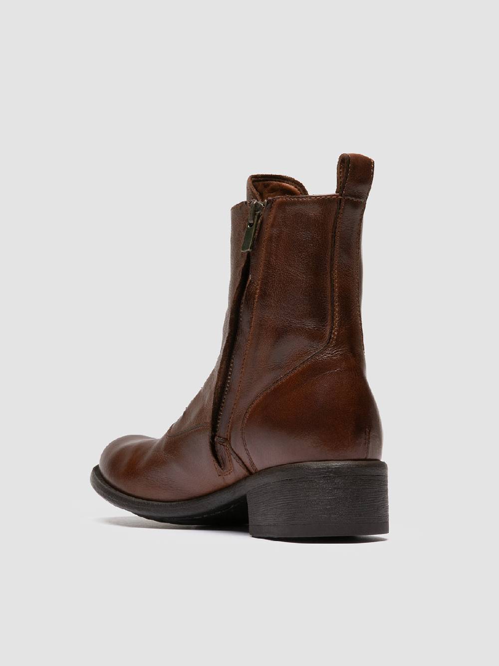 Officine Creative LIS 006 Stivali con Zip in Pelle Marrone Shopping Online