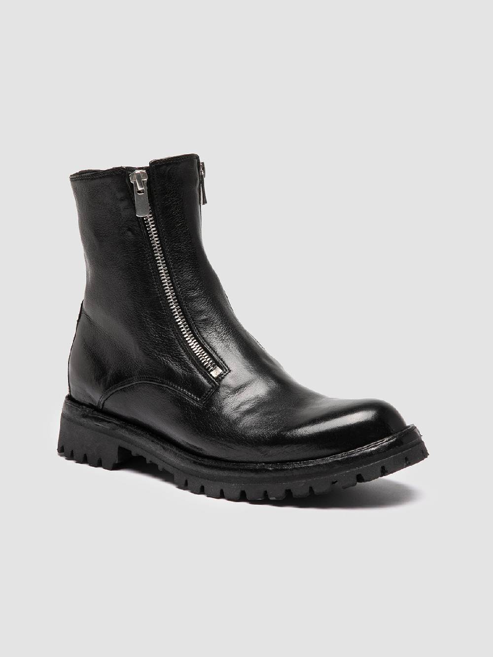 Officine Creative LORAINE 026 Stivali con Zip in Pelle Nera Sottocosto