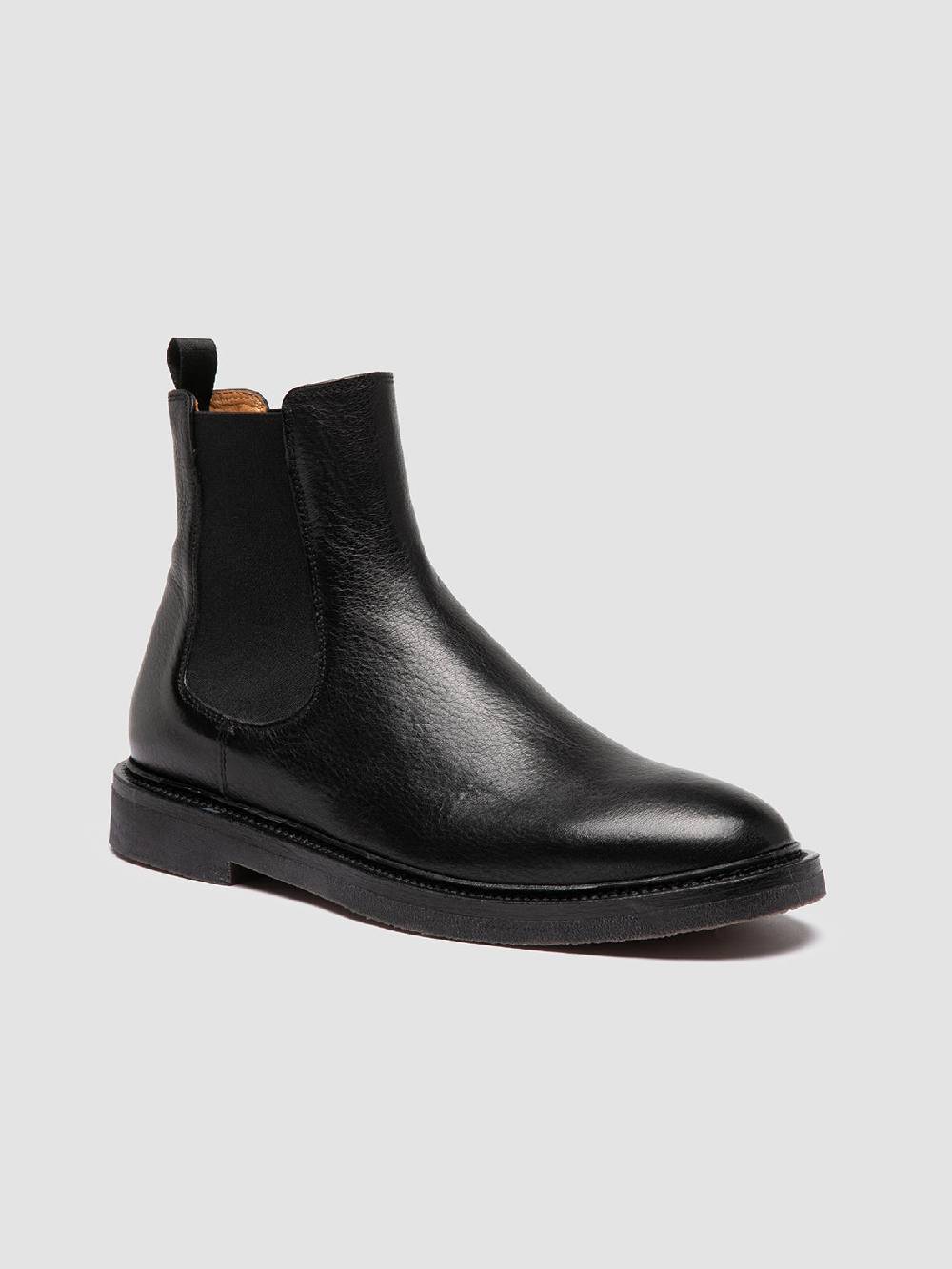 Officine Creative HOPKINS FLEXI 204 Stivaletti Chelsea in Pelle Nera Negozi Online