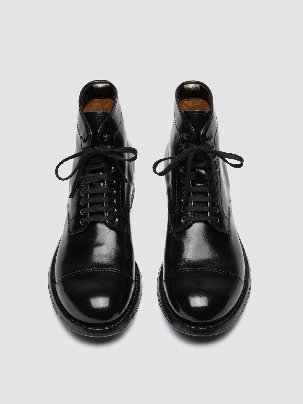 Officine Creative ADMIRAL 005 Stivali Stringati in Pelle Nera In Saldo