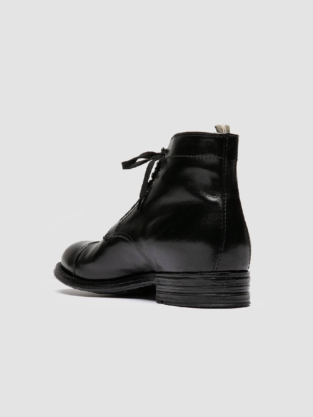 Officine Creative ADMIRAL 005 Stivali Stringati in Pelle Nera In Saldo