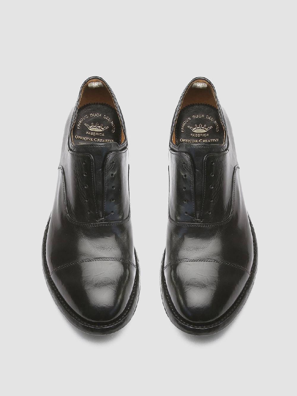 Officine Creative ANATOMIA 015 Black Leather Oxford Shoes In Linea