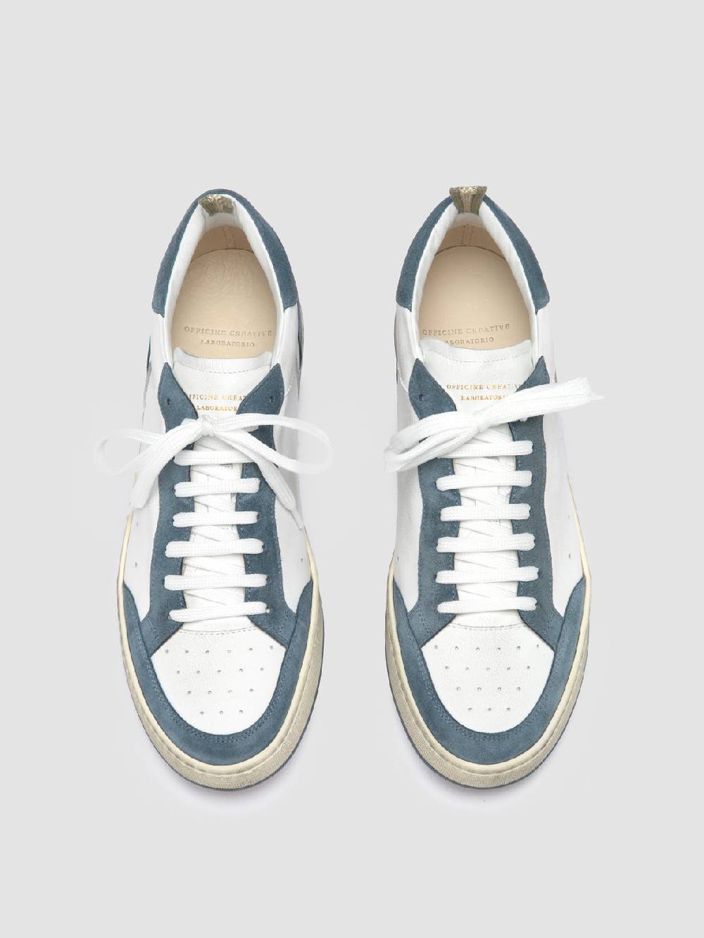 Officine Creative MAGIC 001 Sneakers Basse in Pelle e Camoscio Bianca Consegna Veloce