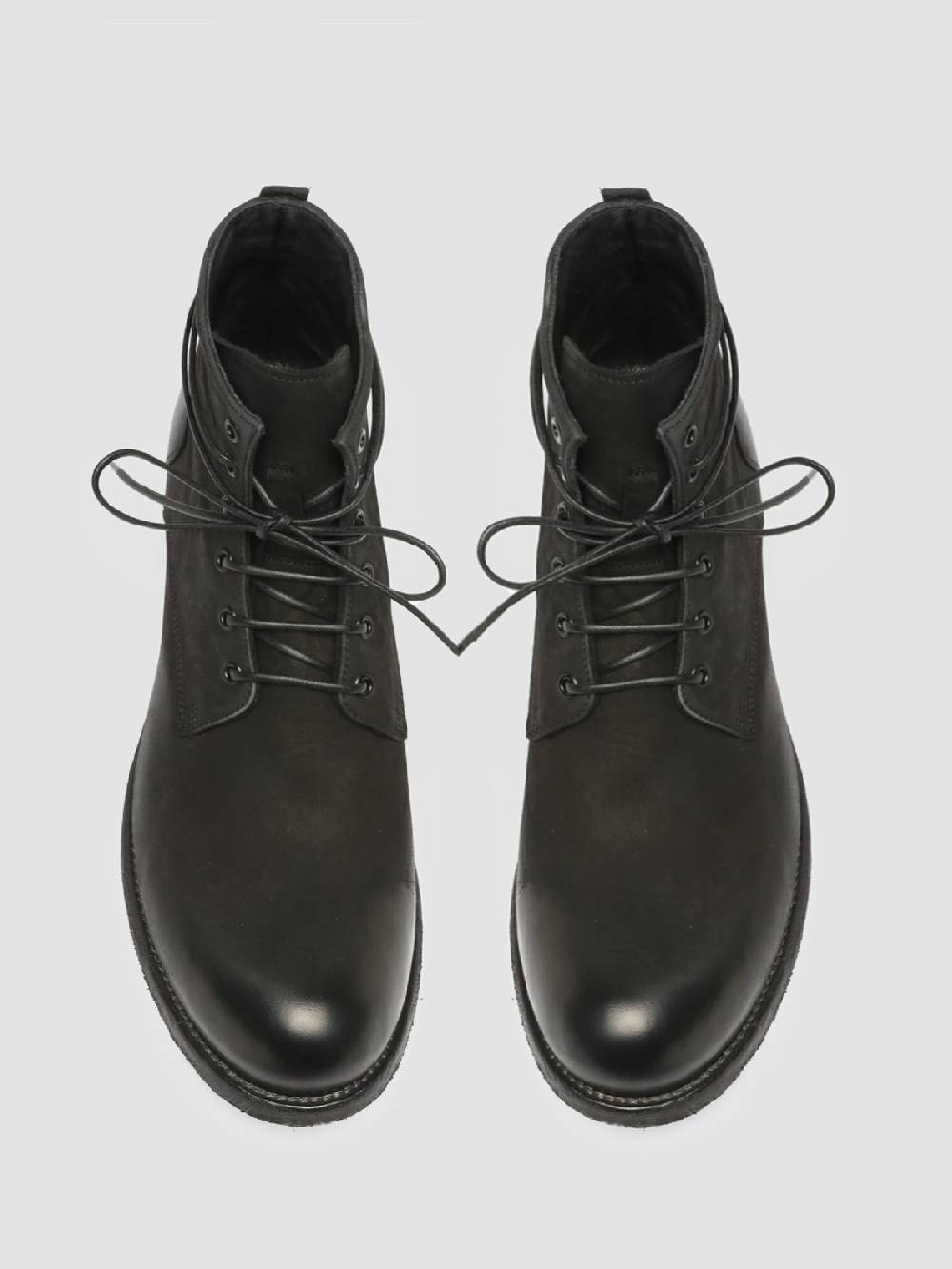 Officine Creative BUBBLE 003 Stivali in Pelle Nera con allacciatura Novità
