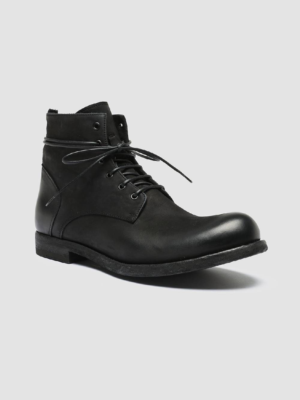 Officine Creative BUBBLE 003 Stivali in Pelle Nera con allacciatura Novità