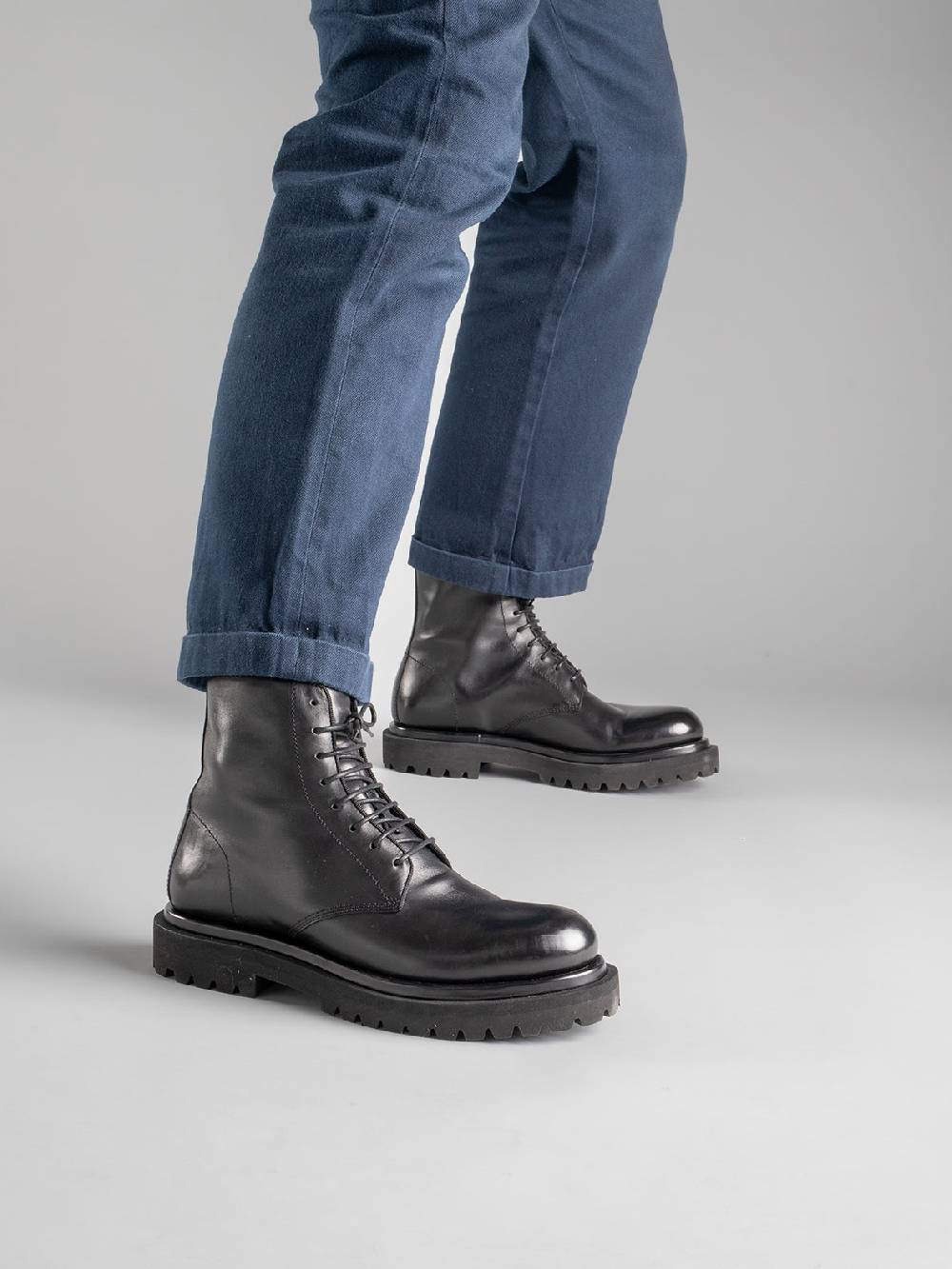 Officine Creative EVENTUAL 002 Stivaletti in Pelle Nera con allacciatura Economico
