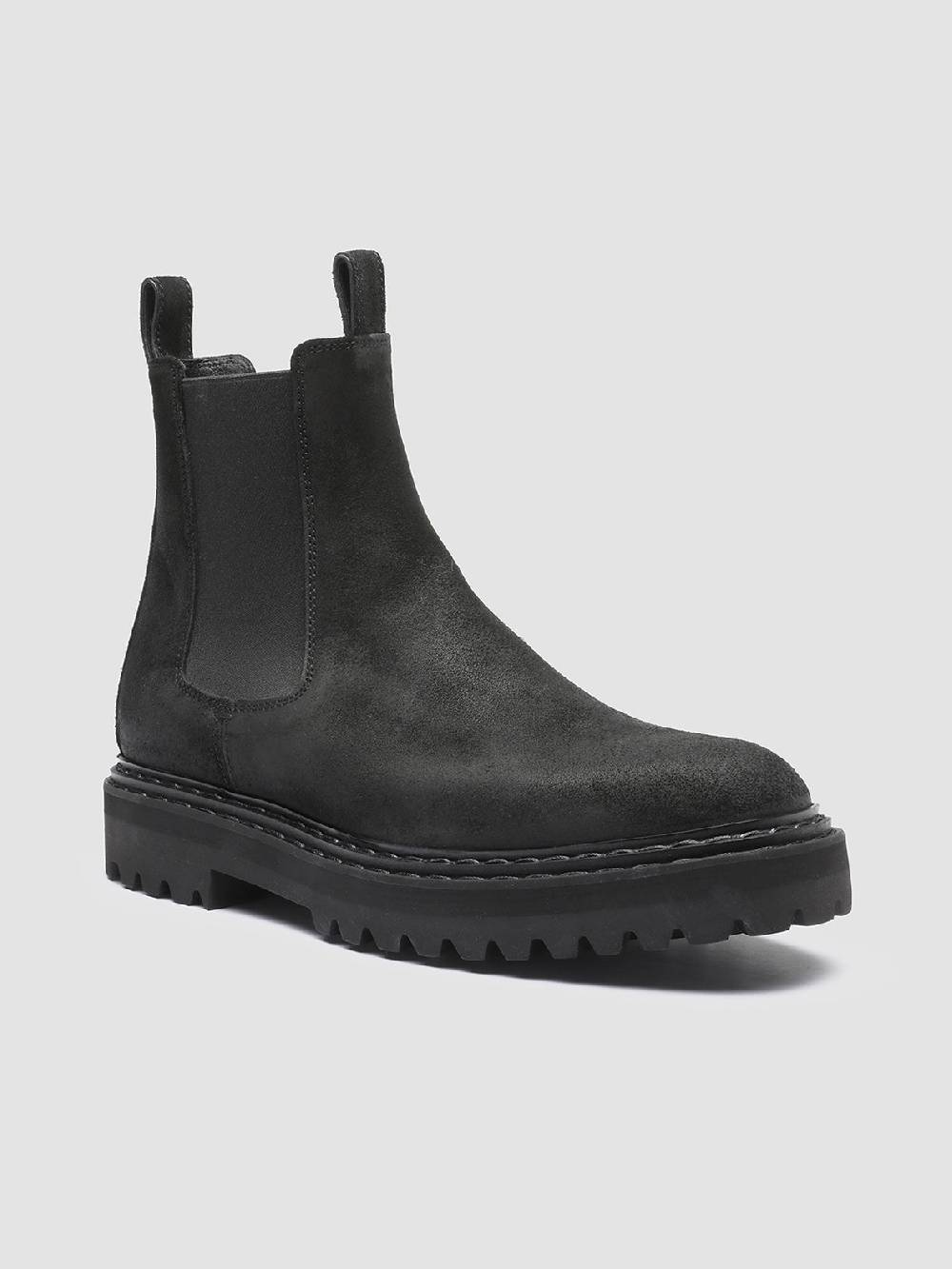 Officine Creative PISTOLS 003 Stivaletti Chelsea in Pelle Scamosciata Nera In Vendita
