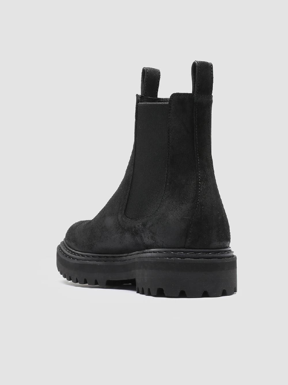 Officine Creative PISTOLS 003 Stivaletti Chelsea in Pelle Scamosciata Nera In Vendita
