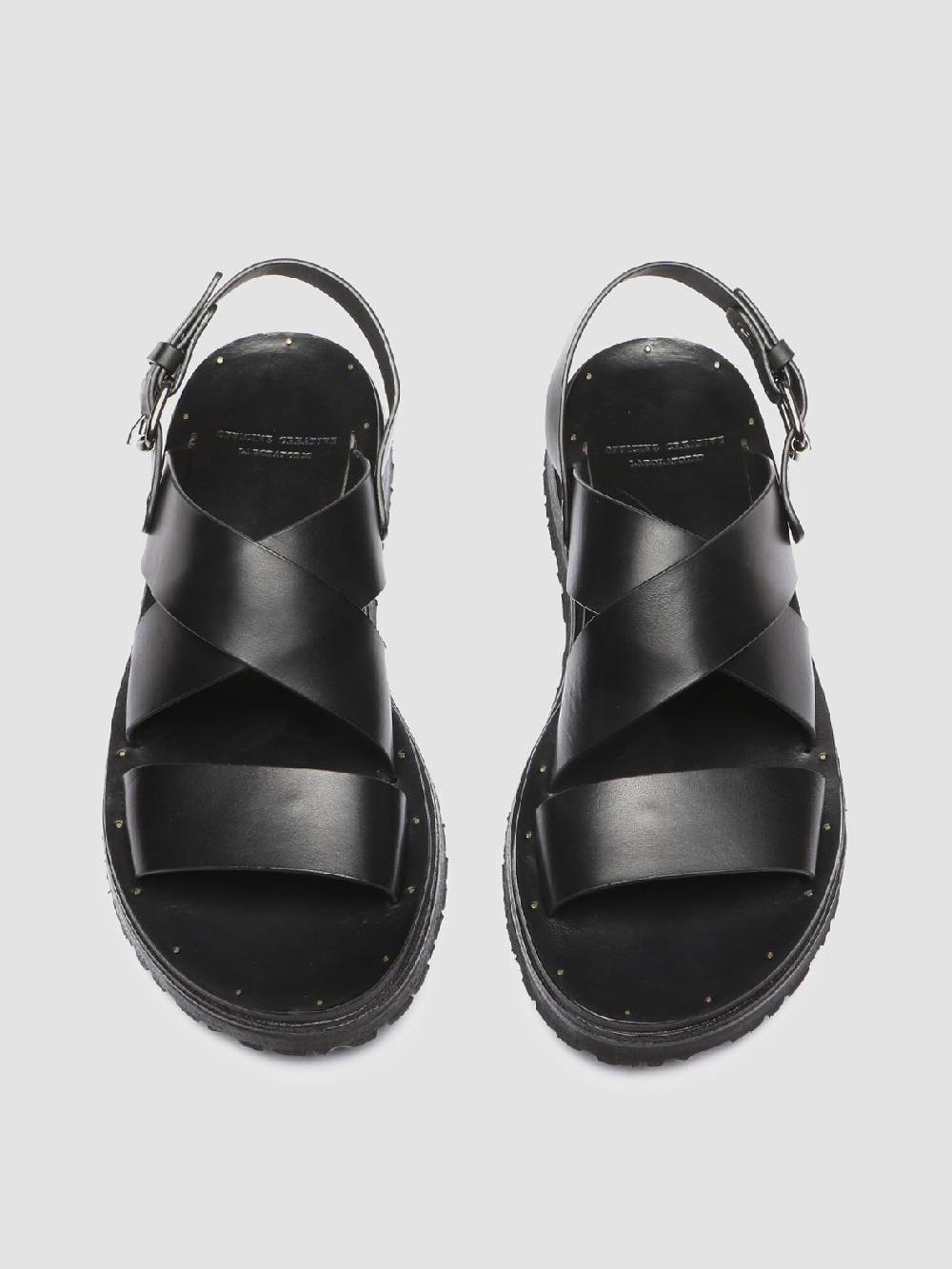 Officine Creative CHIOS 005 Sandali in Pelle Nera Vendita Calda