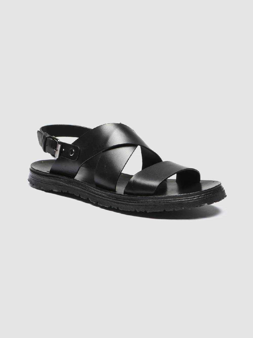 Officine Creative CHIOS 005 Sandali in Pelle Nera Vendita Calda