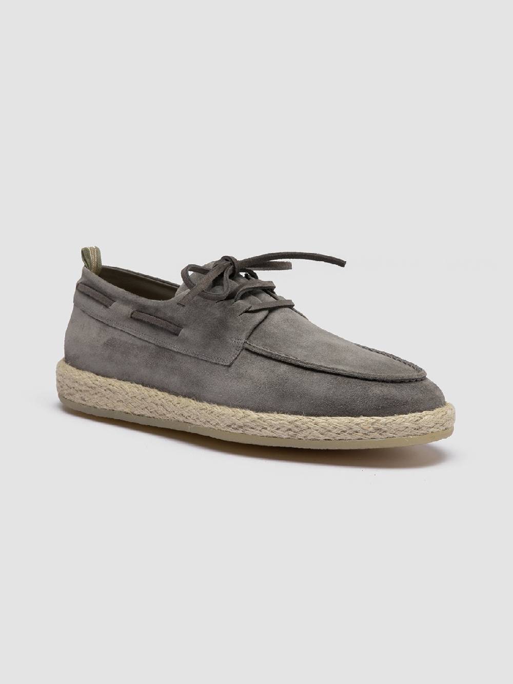 Officine Creative ROPED 005 Scarpe da barca in Pelle Scamosciata grigia Vendita