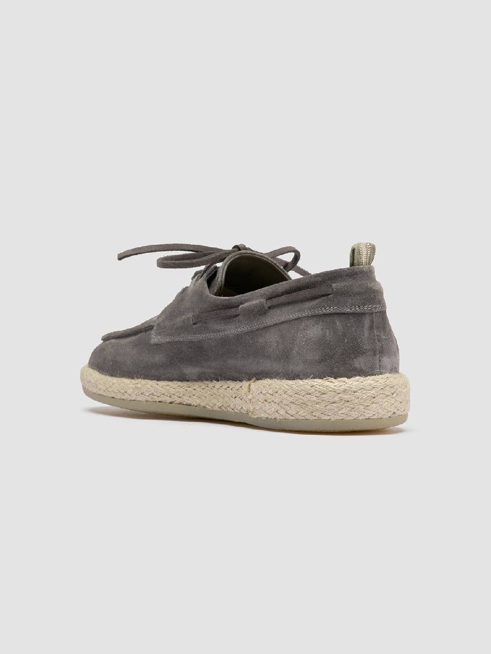 Officine Creative ROPED 005 Scarpe da barca in Pelle Scamosciata grigia Vendita