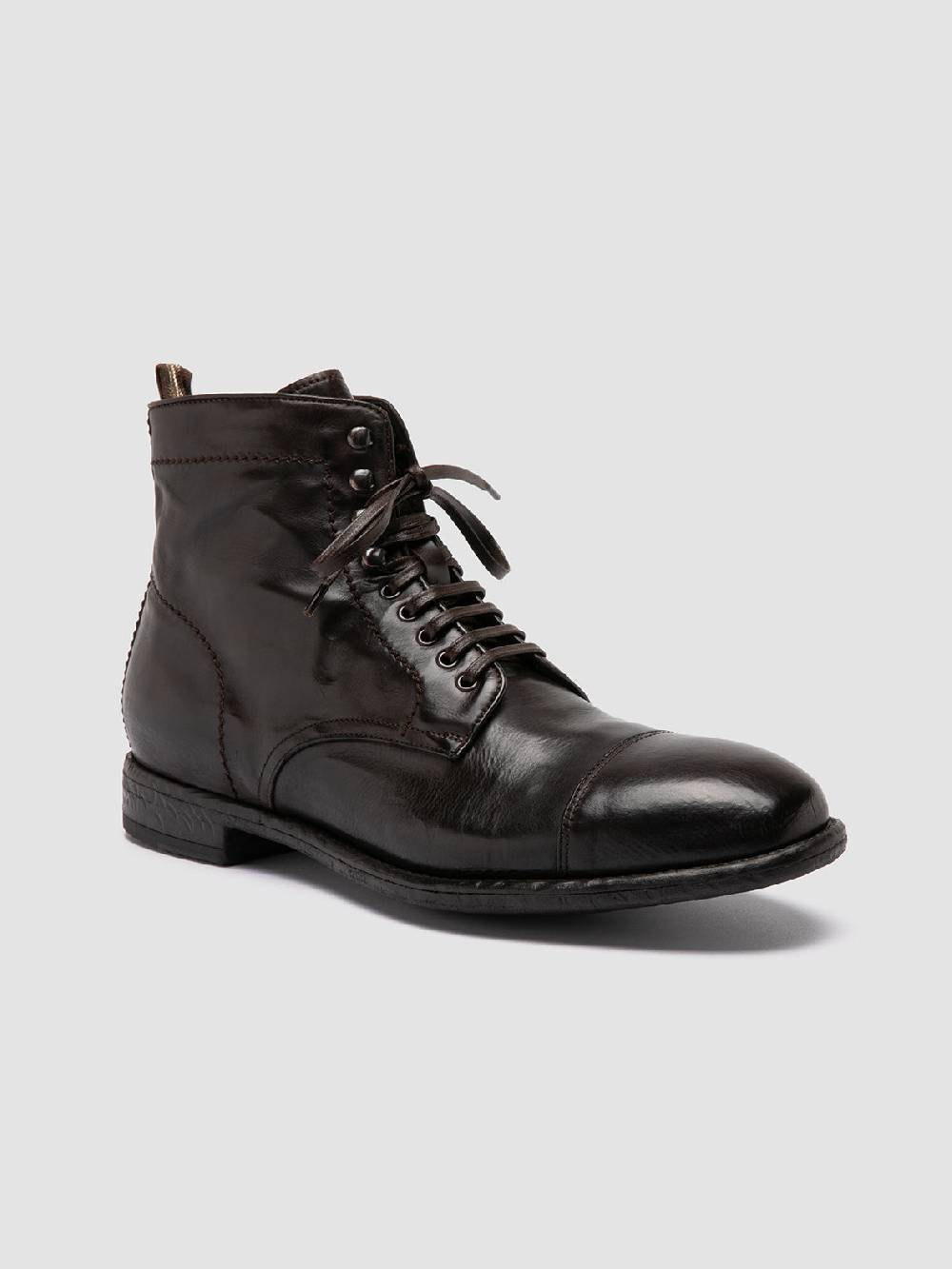 Officine Creative EMORY CAOU 014 Stivali Marrone Scuro in Pelle Sottocosto