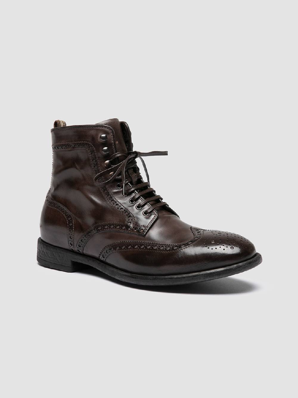 Officine Creative EMORY CAOU 014 Stivali Marrone Scuro in Pelle Presa