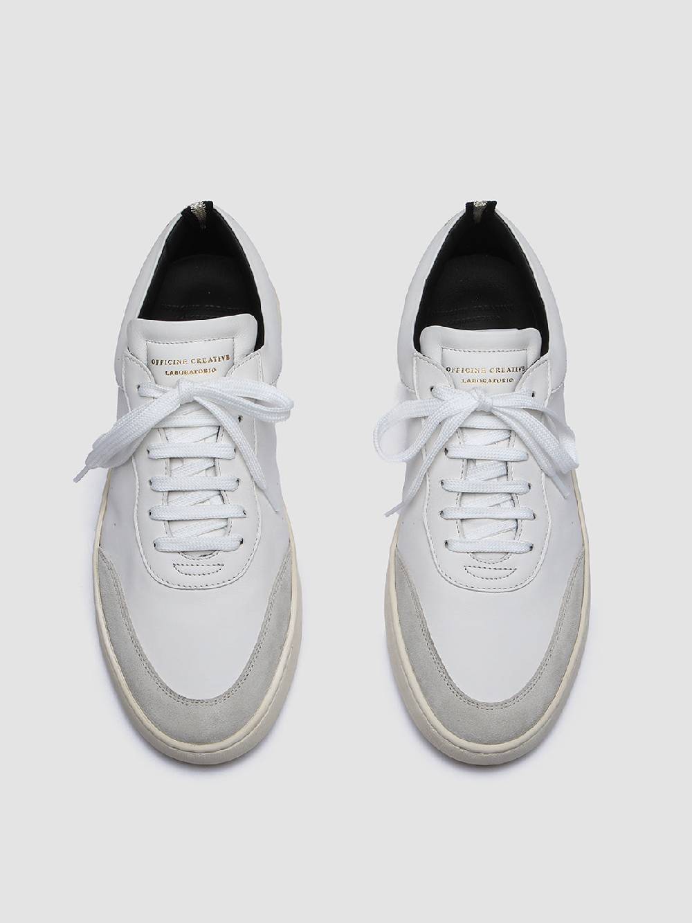 Officine Creative KRIS LUX 001 Sneakers in Pelle Liscia e Scamosciata Bianca Offerte