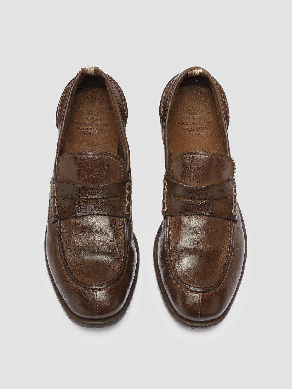 Officine Creative CALIXTE 042 Mocassini Penny in Pelle Marrone 2025