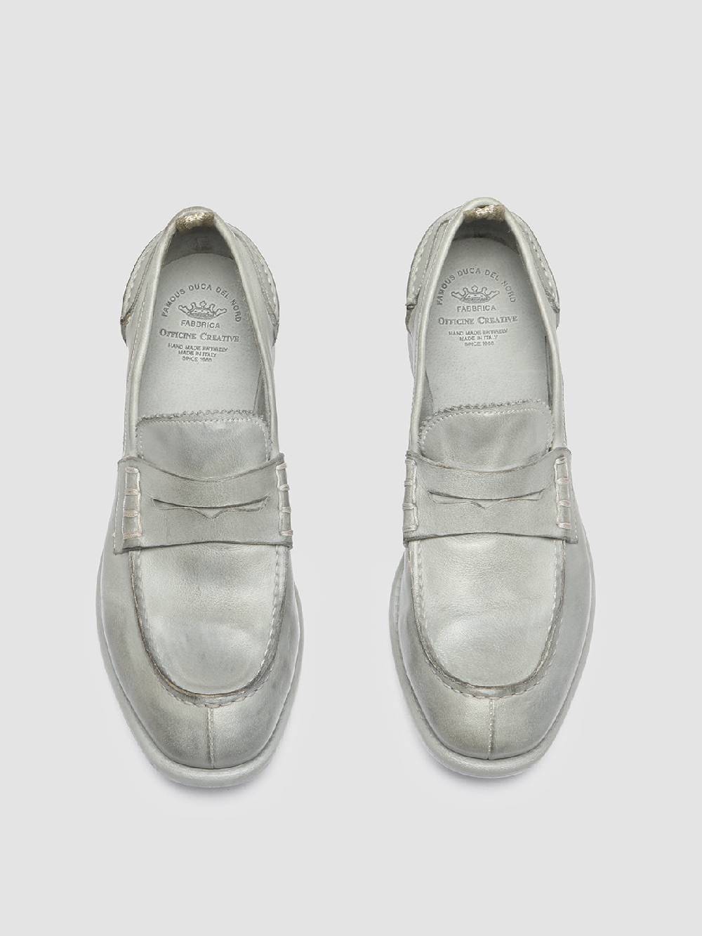 Officine Creative CALIXTE 042 Mocassini Penny in Pelle Grigia Italy